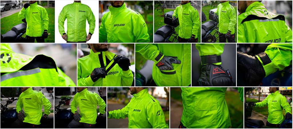 Impermeables verde neón alta visibilidad para domiciliarios